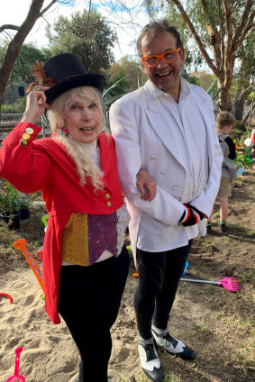 Port Phillip mayor Dick Gross supporting the rebuild of Paula's fairy garden.