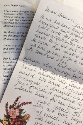 Letters between Mum and her donor's family.