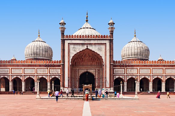 The entrance to the mosque, which was built by the Mughal emperor Shah Jahan between 1644 and 1656. 