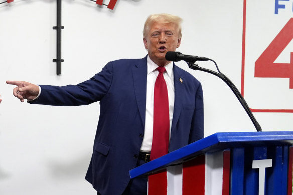 Republican presidential nominee Donald Trump during a stop at a campaign office in Michigan last month.