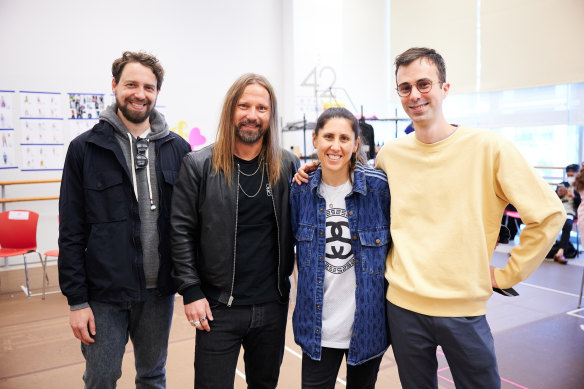 David West Read, Max Martin, Jennifer Weber, Luke Sheppard at the first rehearsal for & Juliet. 