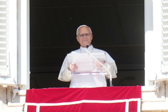 Pope Leo XIV delivers the Angelus prayer in St Peter’s Square on Sunday, where he announced that he would undergo surgery.