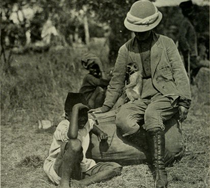 Delia Akeley in camp on the 1906 expedition to Africa.