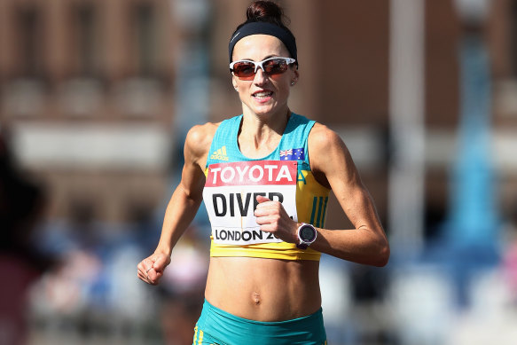 Sinead Diver in the marathon at the 2017 World Athletics Championships in London.