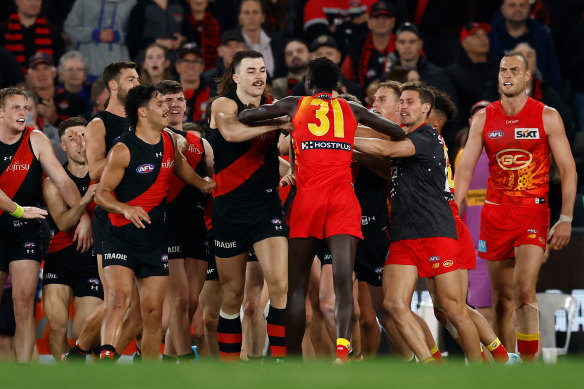 The opening round Essendon-Gold Coast match was delayed until round 24. 