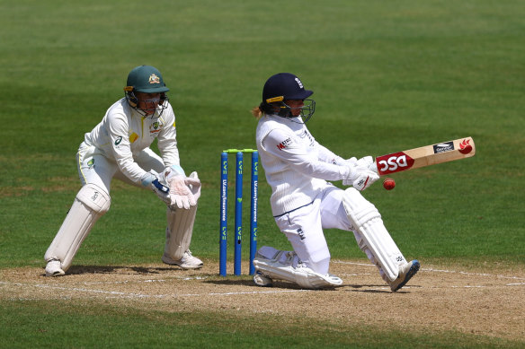 England’s Danni Wyatt is out LBW. 