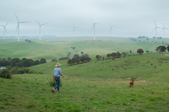 Sheep producer Charlie Prell says wind turbines drought-proofed his Goulburn property.