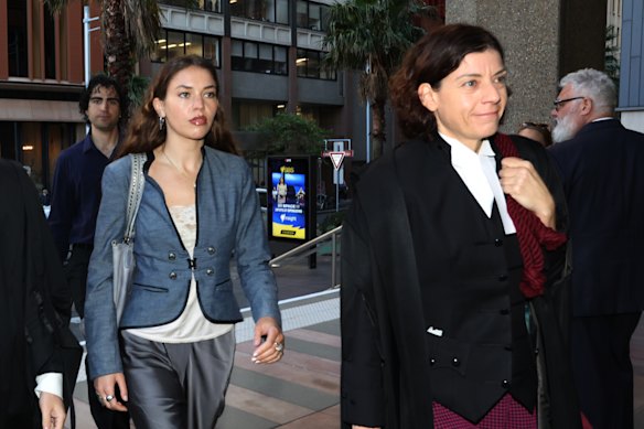 Charlotte MacInnes and her barrister Sue Chrysanthou, SC. The actor is suing Wilson for defamation.