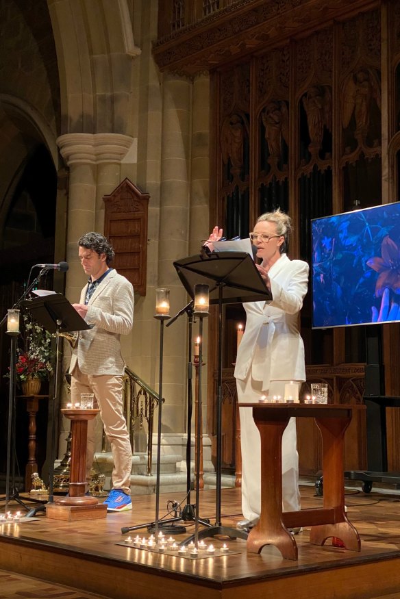 The couple perform at Hobart’s St David’s Cathedral earlier this month.