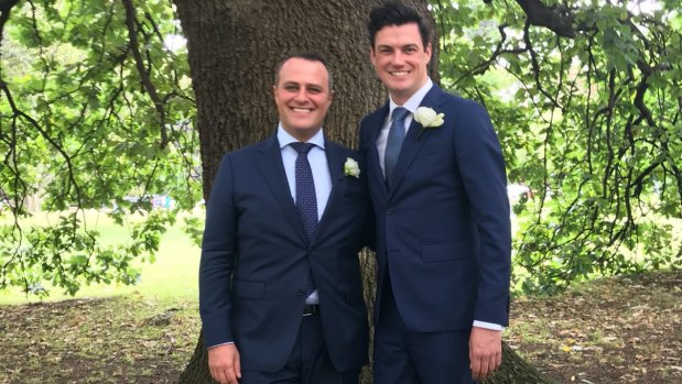 Liberal MP Tim Wilson (left) married Ryan Bolger.