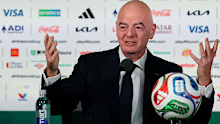 FIFA president Gianni Infantino fronts the media before the World Cup started.