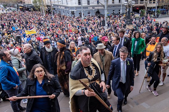 Travis Lovett arrives at the state parliament after his 500-kilometre walk across western Victoria in June this year.