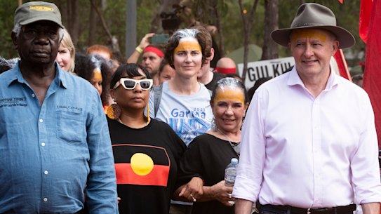 Prime Minister Anthony Albanese arrives for the opening ceremony of Garma