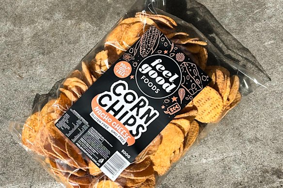 Feel Good Foods' nacho corn chips are great with hummus.
