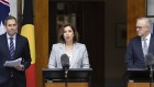 Treasurer Jim Chalmers, Aged Care Minister Anika Wells and Prime Minister Anthony Albanese in Canberra on Thursday to announce a deal on aged care reform.