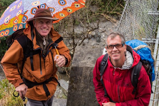 Simon Balderstone, right, and Peter Hillary.