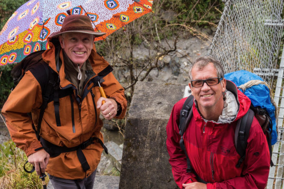 Simon Balderstone, right, and Peter Hillary.