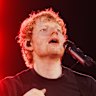 Ed Sheeran performs at Marvel Stadium on Thursday night.