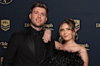 Jai Arrow and his wife Berina Colakovic arrive at the 2026 Dally M Awards. 