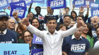 Rishi Sunak meets supporters during the Conservative Party leadership meeting in August.