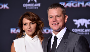 In quarantine: Matt Damon and wife Luciana Barroso at the Los Angeles premiere of Thor: Ragnarok in 2017. 