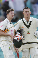 Marnus Labuschagne, right, would have been a logical choice for the role of vice-captain. Instead, Steve Smith has been handed the role.
