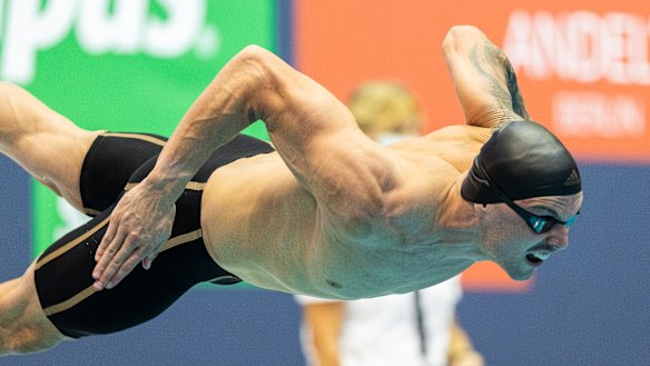 Kyle Chalmers is back in the pool. 