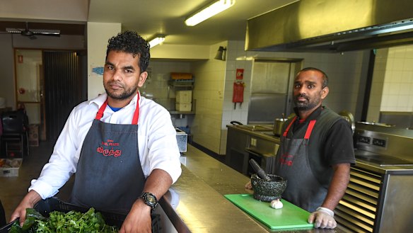 Tamil Feasts chefs Nirma Murugamoorthy (left) and Niro Vithyasekar at CERES. 