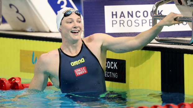 Cate Campbell touched first in the 100m at the Australian Swimming Championships. 