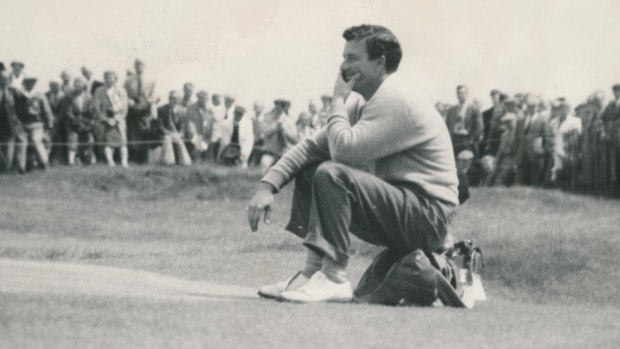 Peter Thomson after sinking a long putt during the final round of the 1958 British Open.