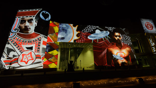 Tony Albert's I Am Visible is showing at the National Gallery of Australia as part of the Enlighten Festival.