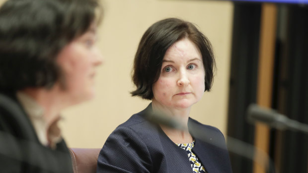 Sarah Chidgey from the Attorney-General's Department during a Senate Select Committee hearing on COVID-19.