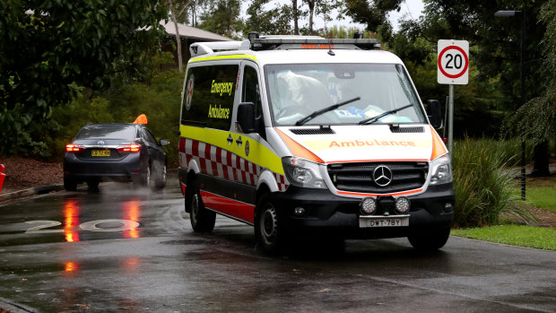 An ambulance leaves Newmarch House on April 30. 