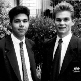 Brad Maloney and Steve Corica back in 1992, when they were playing in the Olyroos together.