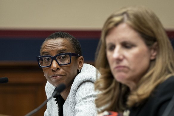 Former Harvard University president Claudine Gay (left) and former University of Pennsylvania president Liz Magill testify in Congress in December.