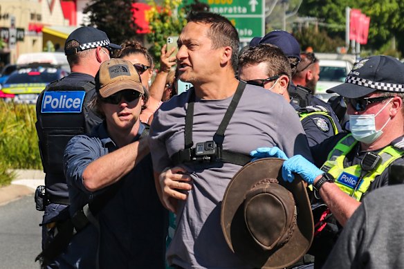 Dezi Freeman, pictured at a protest in Myrtleford, was a self-described sovereign citizen.