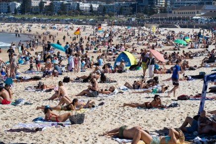 Bondi Beach on August 30. People should stay a towel-length apart at the beach, the government says.