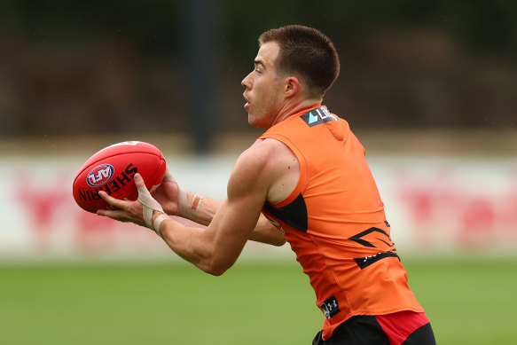 Essendon captain Zach Merrett at training on Saturday.