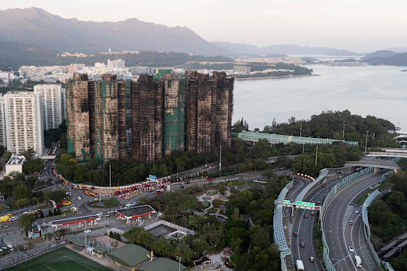 Burnt buildings at Wang Fuk Court on Friday.