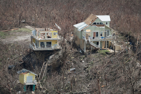 An aerial view of damage caused by Hurricane Dorian on Great Abaco Island in the Bahamas.