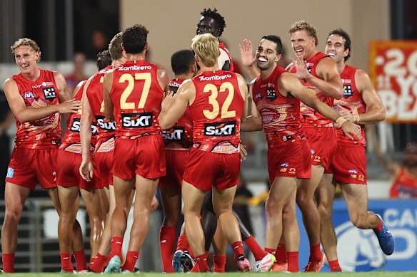 The Suns celebrate a goal.