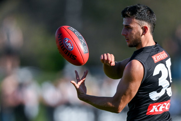 Nick Daicos at Collingwood training on Friday.