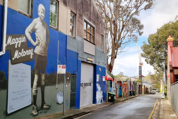 The Maggie Moloney mural in Redfern, due to be officially unveiled on Saturday.