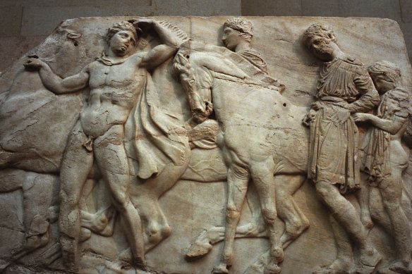 A frieze from the Parthenon on display at the British Museum.  