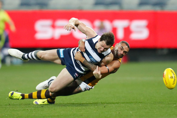 Shaun Burgoyne escaped suspension and was fined for his tackle on Patrick Dangerfield in round two, but the AFL has since overhauled the rules. 
