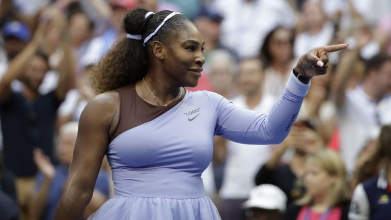 Serena Williams after her tough match against Kaia Kanepi at the US Open.