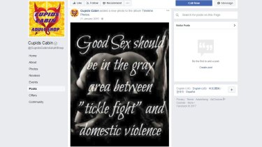 The Cupids Cabin Facebook post that makes reference to domestic violence.