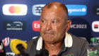 The embattled Eddie Jones at a Rugby World Cup press conference last month.