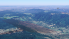 An aerial view of the location for the Queensland government’s proposed five-gigawatt Pioneer-Burdekin pumped hydro site, which would dam the valley around the small community of Netherdale.