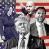 The year in US politics - Kamala Harris, Donald Trump, Joe Rogan and J.D. Vance.
